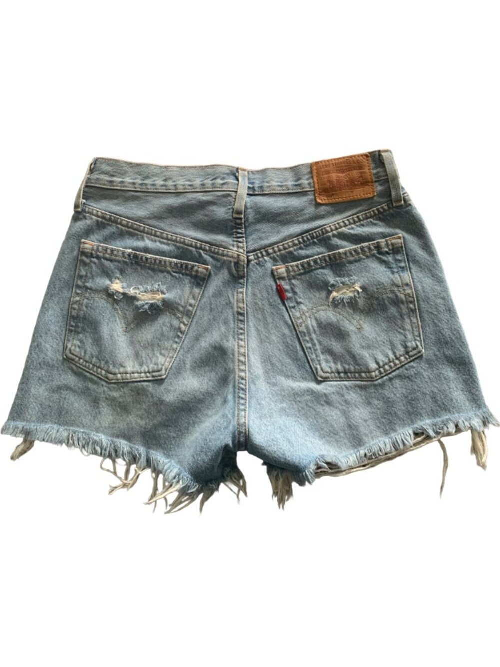LEVI'S Fault Line Light Wash 501 High Rise Distressed Denim Shorts Sz 27 - Picture 7 of 9